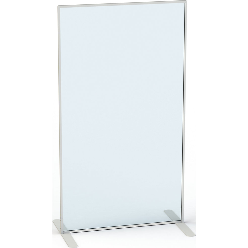 Scheidingswand van acrylglas, h x b x d = 1805 x 1000 x 480 mm, met poten, RAL 9006 blank aluminiumkleurig