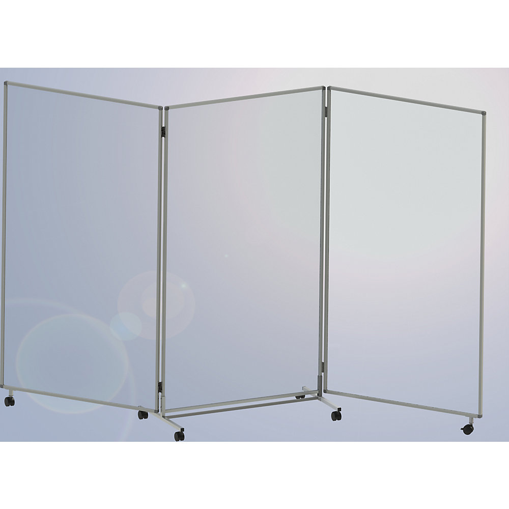 Mobiele vouwwand, van acrylglas, met 3 oppervlakken, h x b x d = 1905 x 3074 x 500 mm