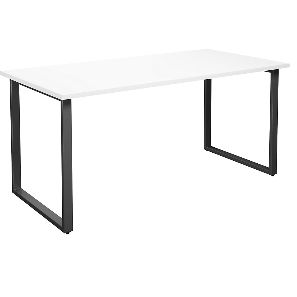 Multifunctionele tafel DUO-O, recht blad, diepte 800 mm, breedte 1600 mm, wit / zwart
