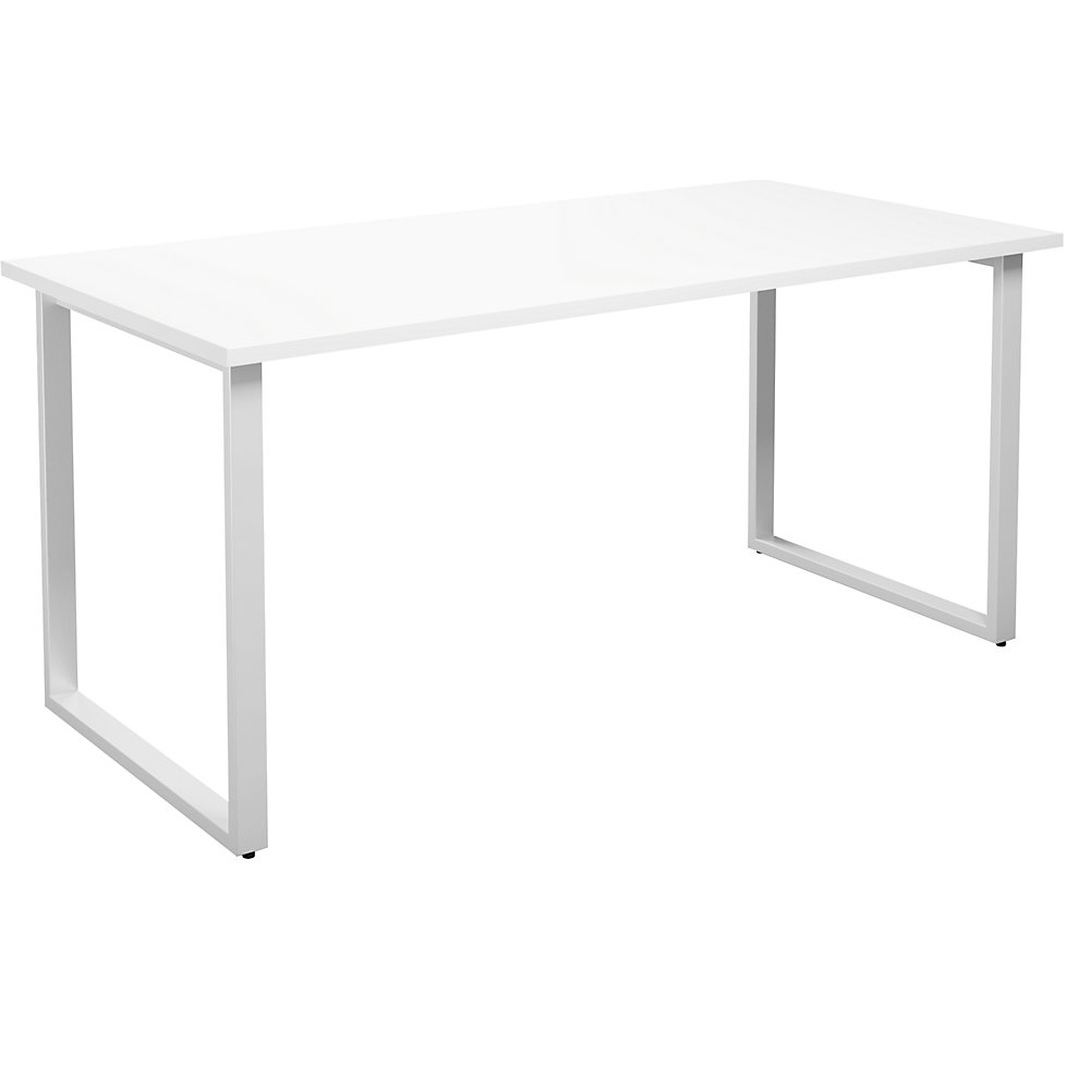 Multifunctionele tafel DUO-O, recht blad, diepte 800 mm, breedte 1600 mm, wit / wit