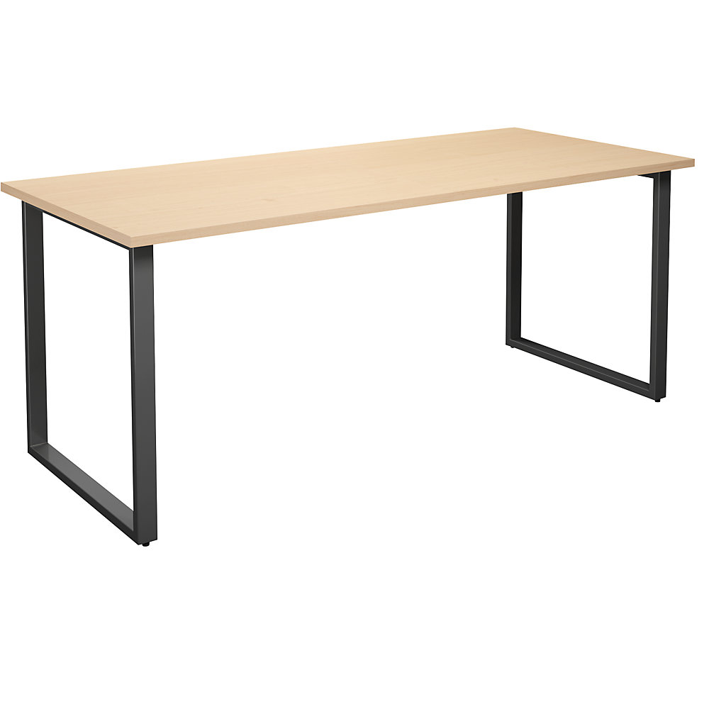 Multifunctionele tafel DUO-O, recht blad, diepte 800 mm, breedte 1800 mm, berkenhout / zwart