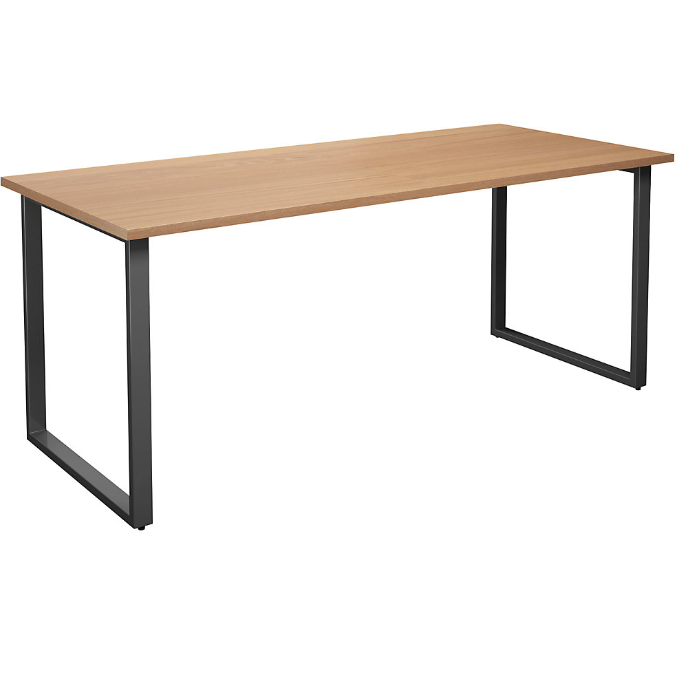Multifunctionele tafel DUO-O, recht blad, diepte 800 mm, breedte 1800 mm, beukenhout / zwart