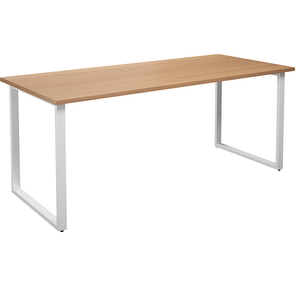 Multifunctionele tafel DUO-O, recht blad, diepte 800 mm, breedte 1800 mm, beukenhout / wit