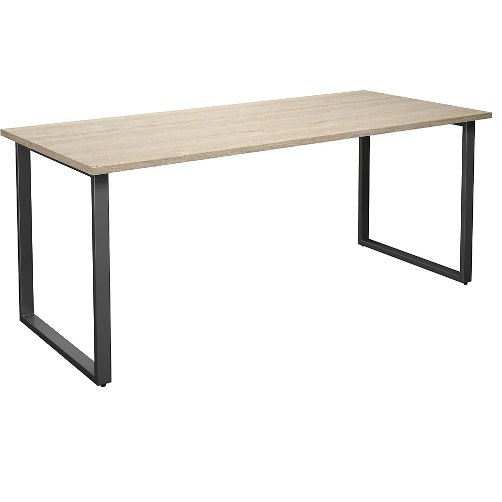 Multifunctionele tafel DUO-O, recht blad, diepte 800 mm, breedte 1800 mm, eikenhout / zwart