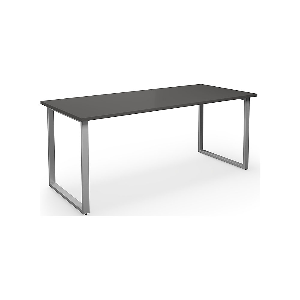 Multifunctionele tafel DUO-O, recht blad, diepte 800 mm, breedte 1800 mm, donkergrijs / zilverkleurig