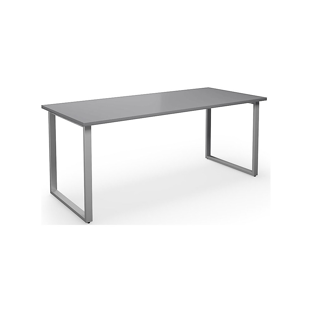 Multifunctionele tafel DUO-O, recht blad, diepte 800 mm, breedte 1800 mm, lichtgrijs / zilverkleurig