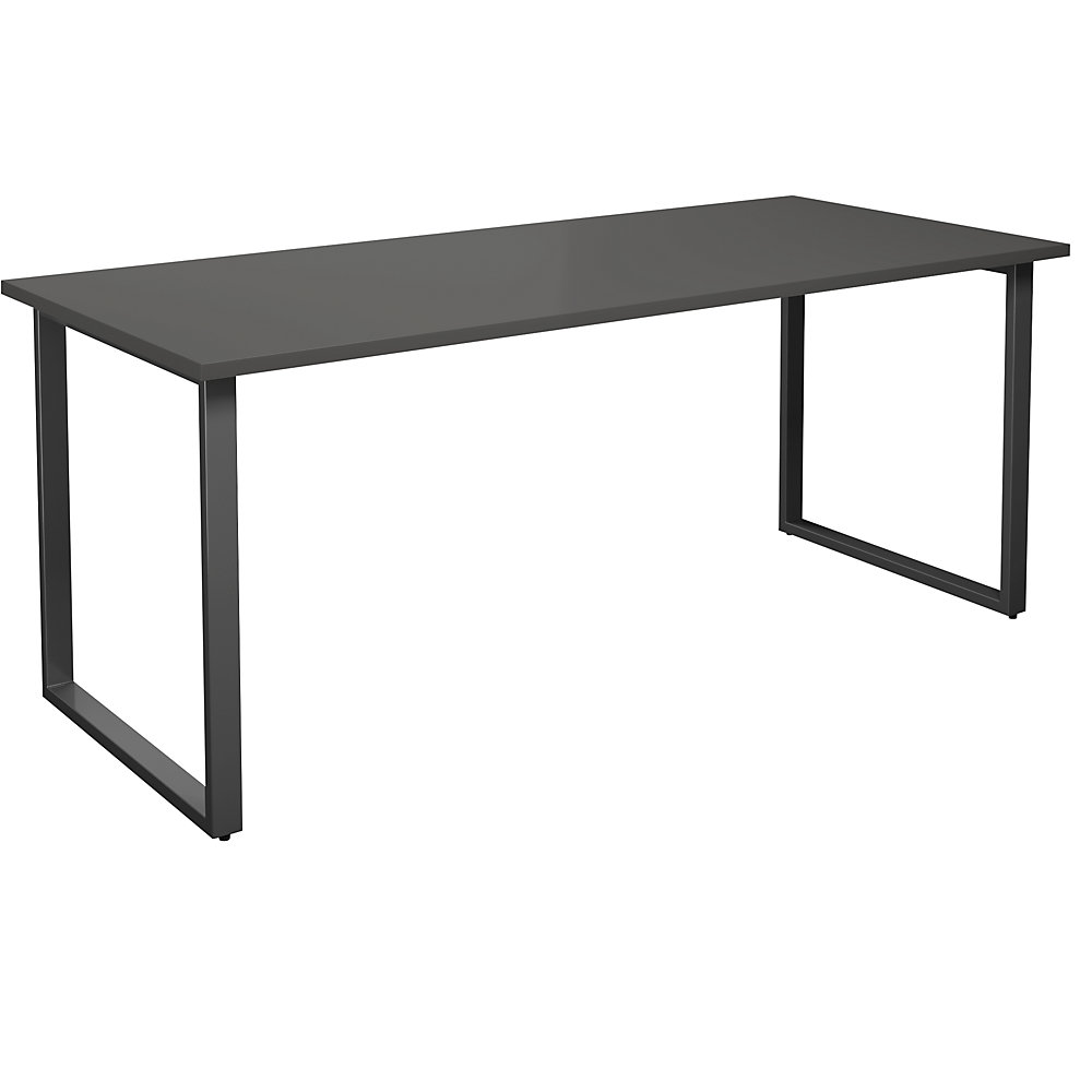 Multifunctionele tafel DUO-O, recht blad, diepte 800 mm, breedte 1800 mm, donkergrijs / zwart