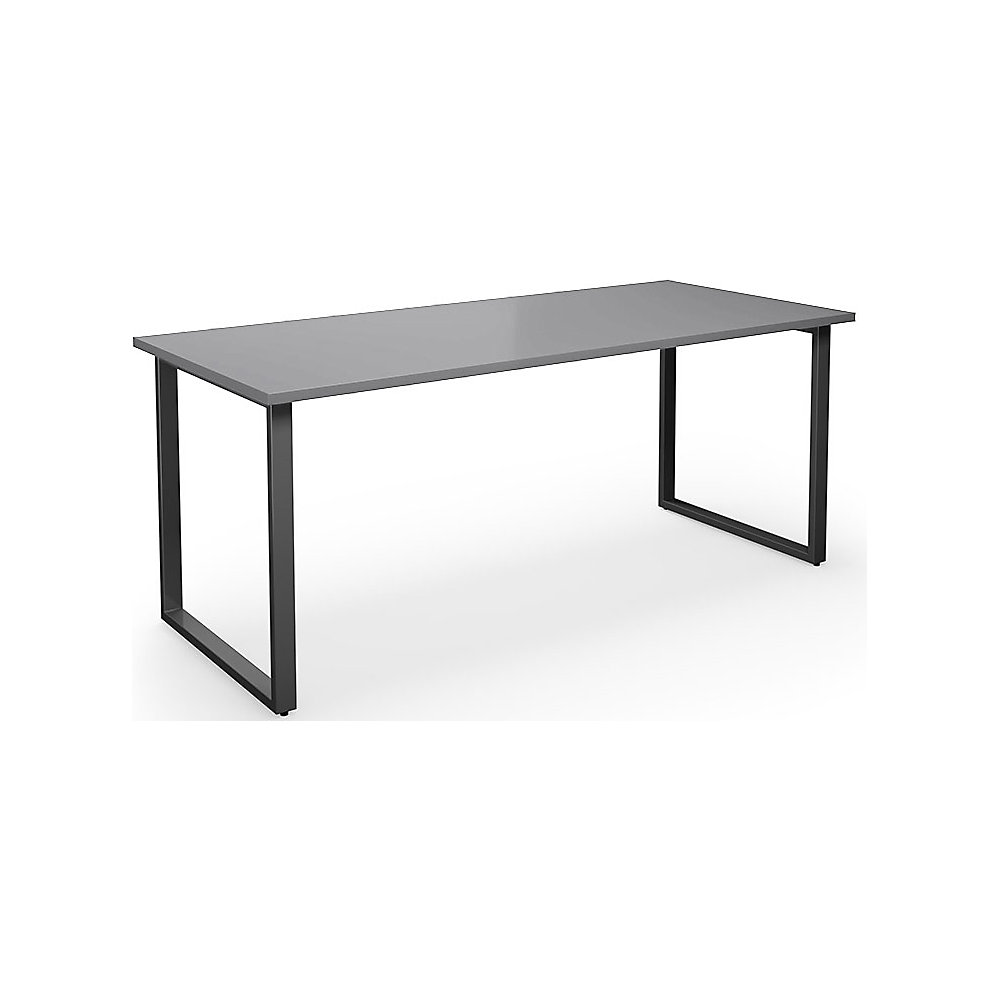 Multifunctionele tafel DUO-O, recht blad, diepte 800 mm, breedte 1800 mm, lichtgrijs / zwart