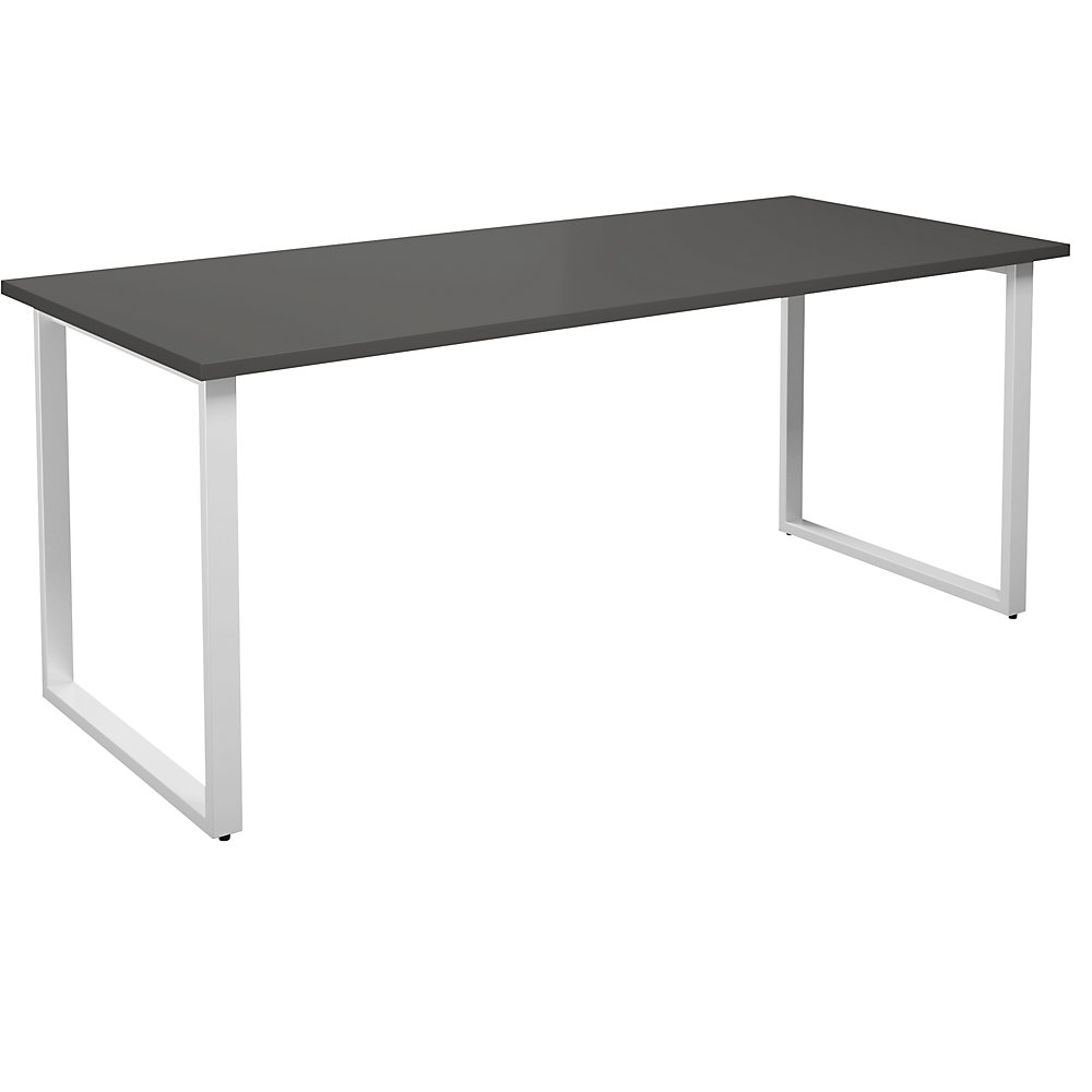 Multifunctionele tafel DUO-O, recht blad, diepte 800 mm, breedte 1800 mm, donkergrijs / wit