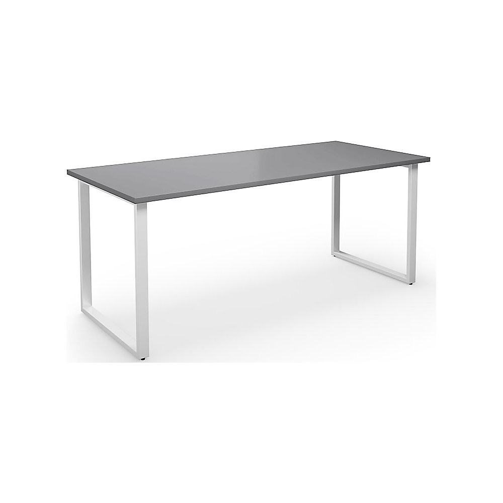 Multifunctionele tafel DUO-O, recht blad, diepte 800 mm, breedte 1800 mm, lichtgrijs / wit
