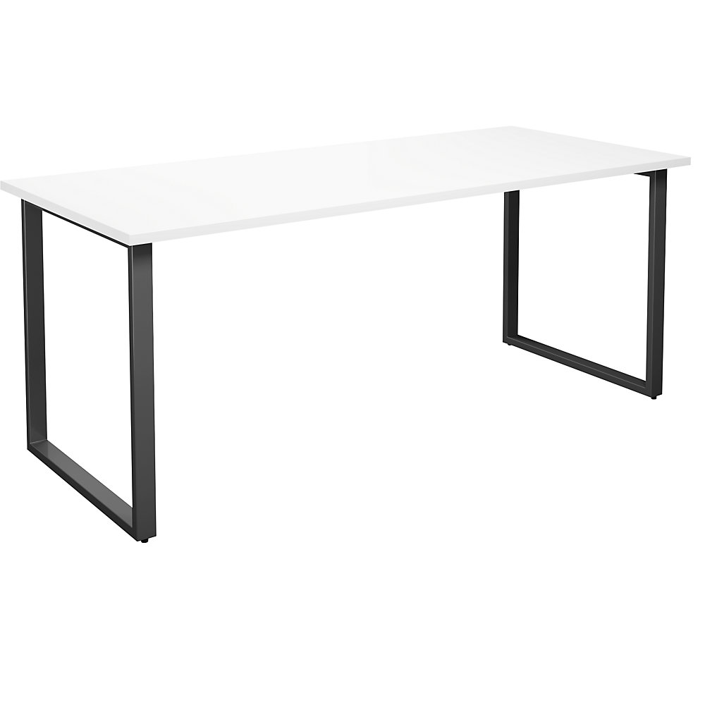 Multifunctionele tafel DUO-O, recht blad, diepte 800 mm, breedte 1800 mm, wit / zwart