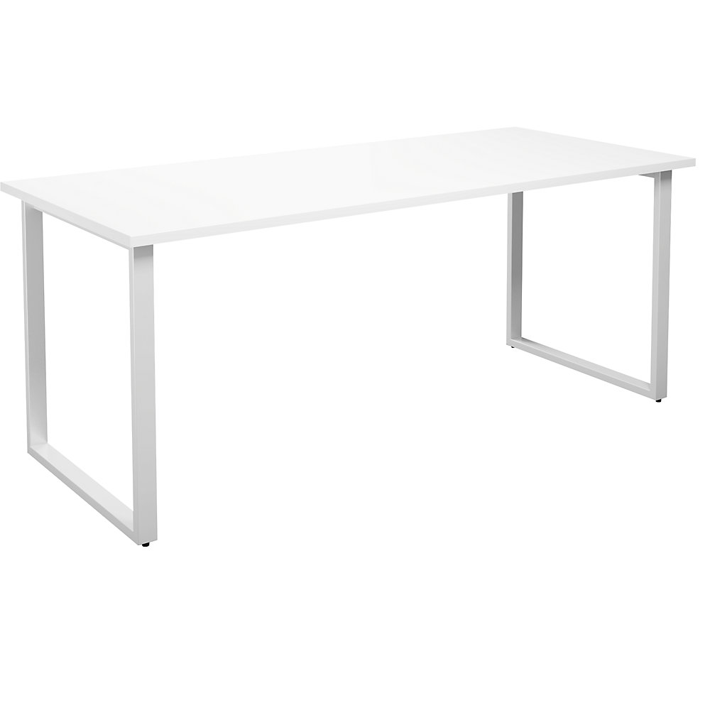 Multifunctionele tafel DUO-O, recht blad, diepte 800 mm, breedte 1800 mm, wit / wit