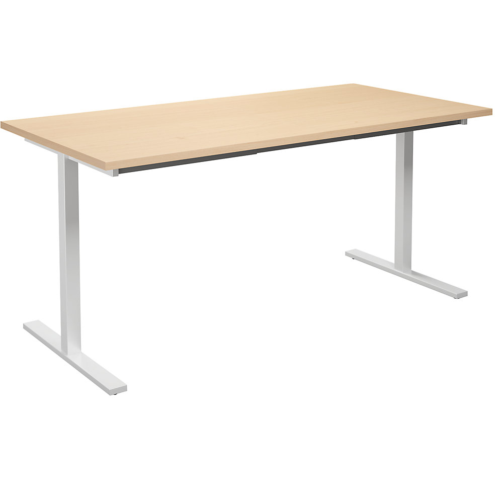 Multifunctionele tafel DUO-T, recht blad, h x d = 740 x 800 mm, breedte 1600 mm, berkenhout, wit