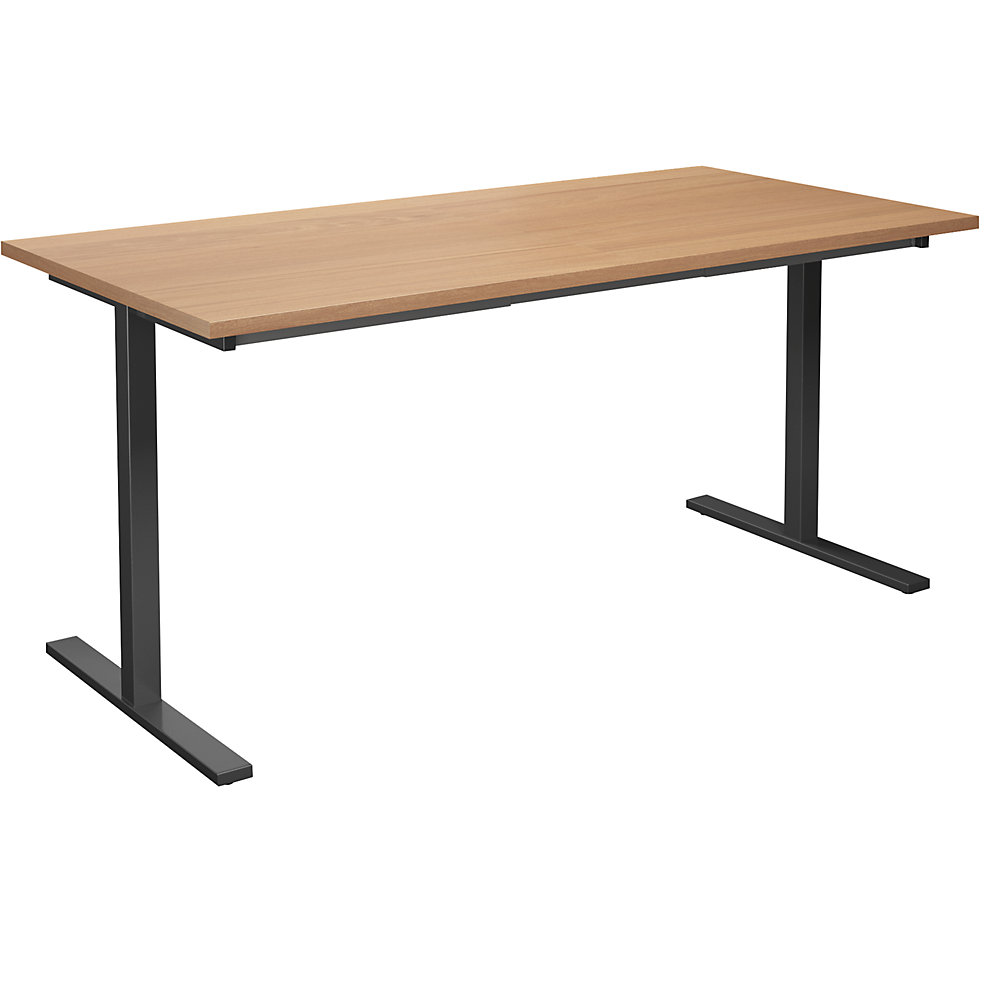 Multifunctionele tafel DUO-T, recht blad, h x d = 740 x 800 mm, breedte 1600 mm, beukenhout, zwart