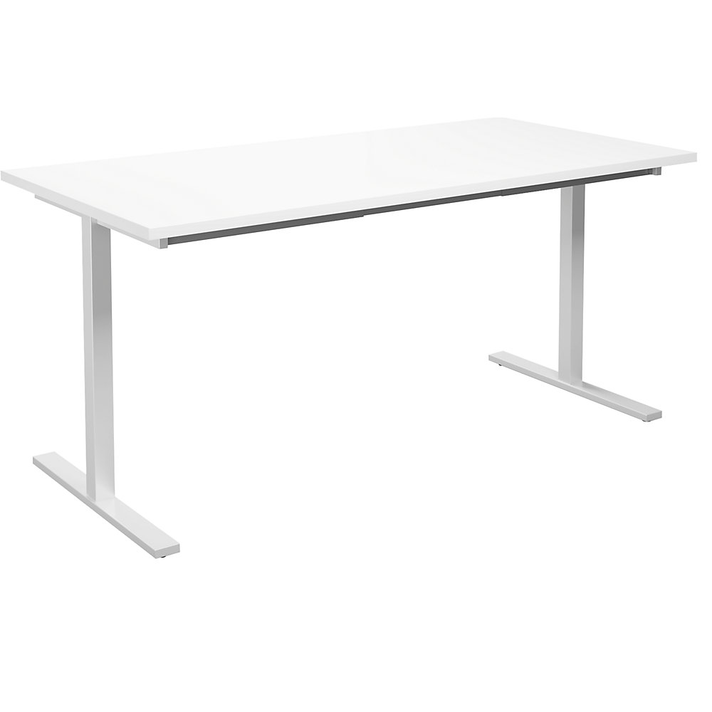 Multifunctionele tafel DUO-T, recht blad, h x d = 740 x 800 mm, breedte 1600 mm, wit, wit