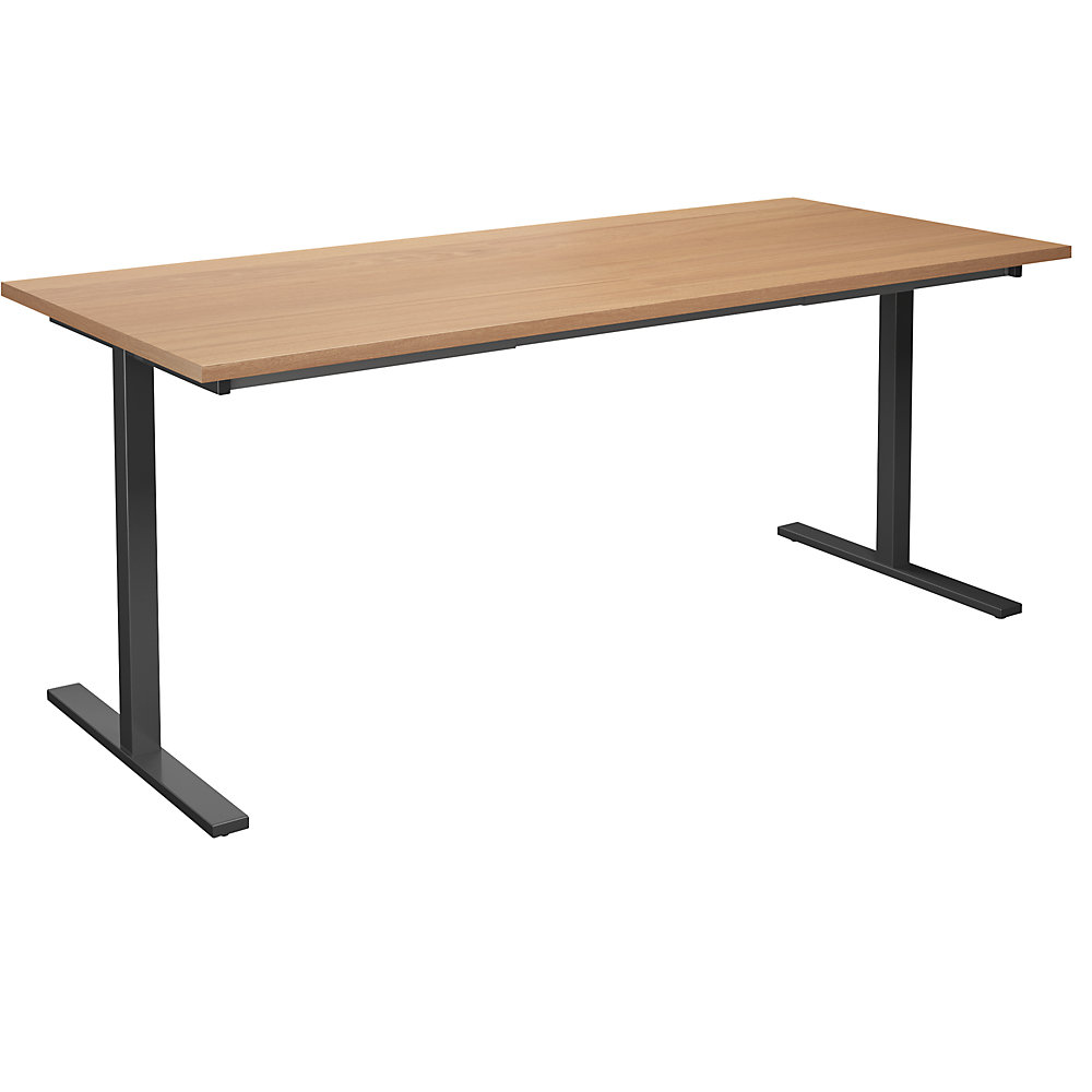 Multifunctionele tafel DUO-T, recht blad, h x d = 740 x 800 mm, breedte 1800 mm, beukenhout, zwart