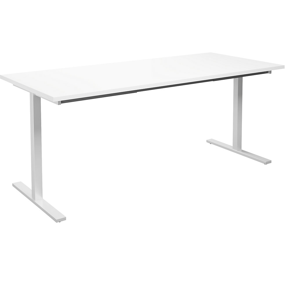Multifunctionele tafel DUO-T, recht blad, h x d = 740 x 800 mm, breedte 1800 mm, wit, wit