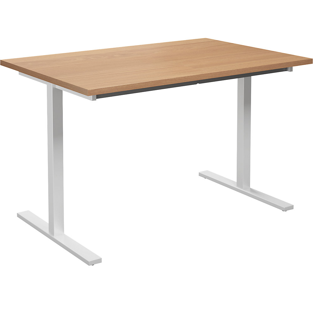 Multifunctionele tafel DUO-T, recht blad, h x d = 740 x 800 mm, breedte 1200 mm, beukenhout, wit