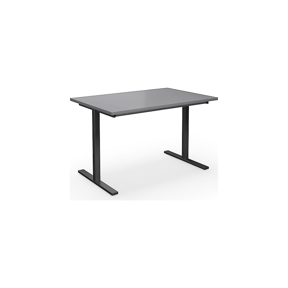 Multifunctionele tafel DUO-T, recht blad, h x d = 740 x 800 mm, breedte 1200 mm, lichtgrijs, zwart