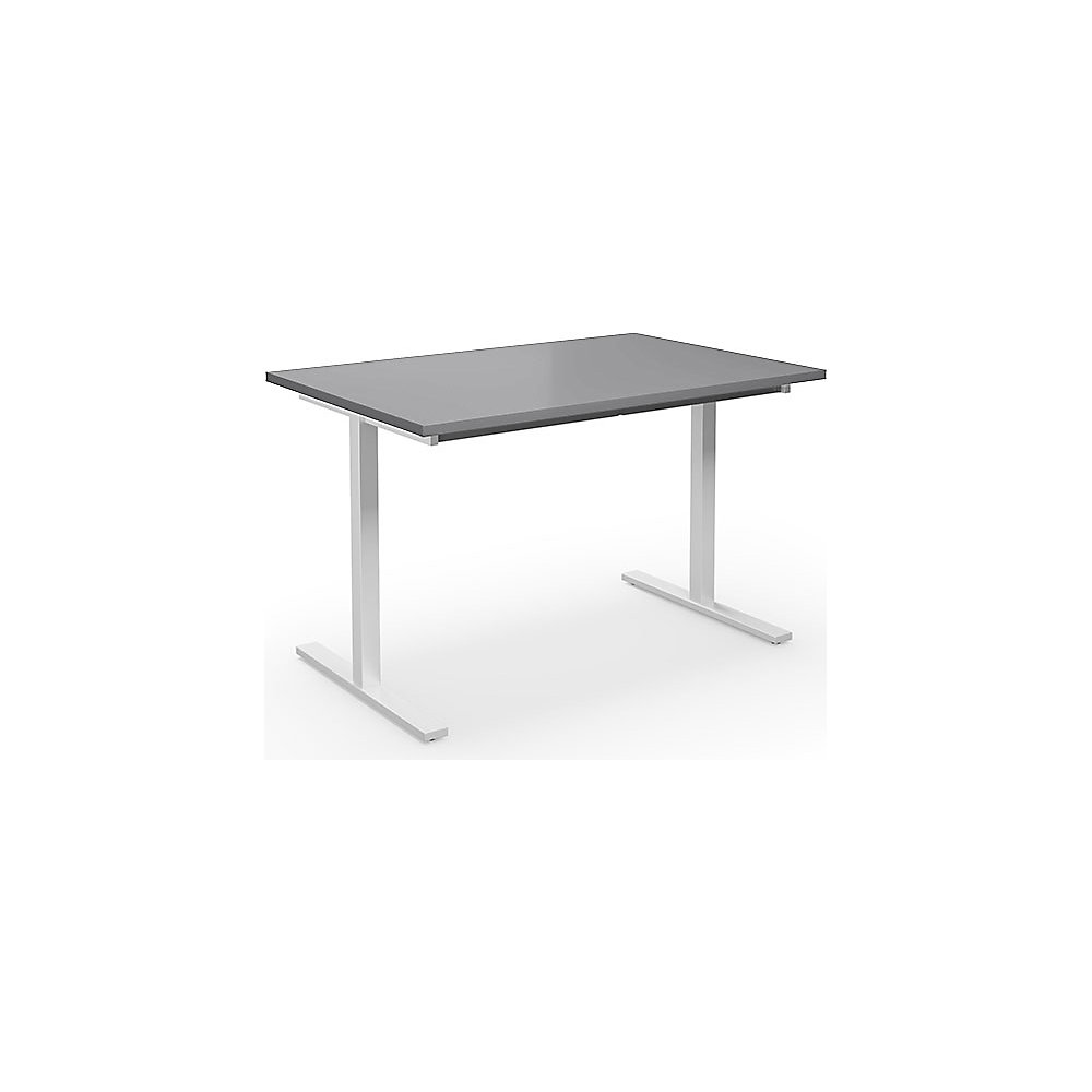 Multifunctionele tafel DUO-T, recht blad, h x d = 740 x 800 mm, breedte 1200 mm, lichtgrijs, wit