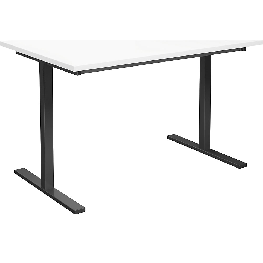 Multifunctionele tafel DUO-T, recht blad, h x d = 740 x 800 mm, breedte 1200 mm, wit, zwart