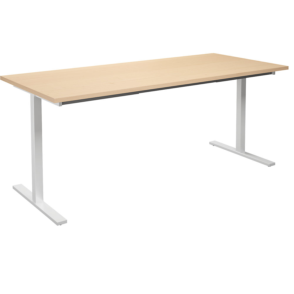 Multifunctionele tafel DUO-T, recht blad, h x d = 740 x 800 mm, breedte 1800 mm, berkenhout, wit