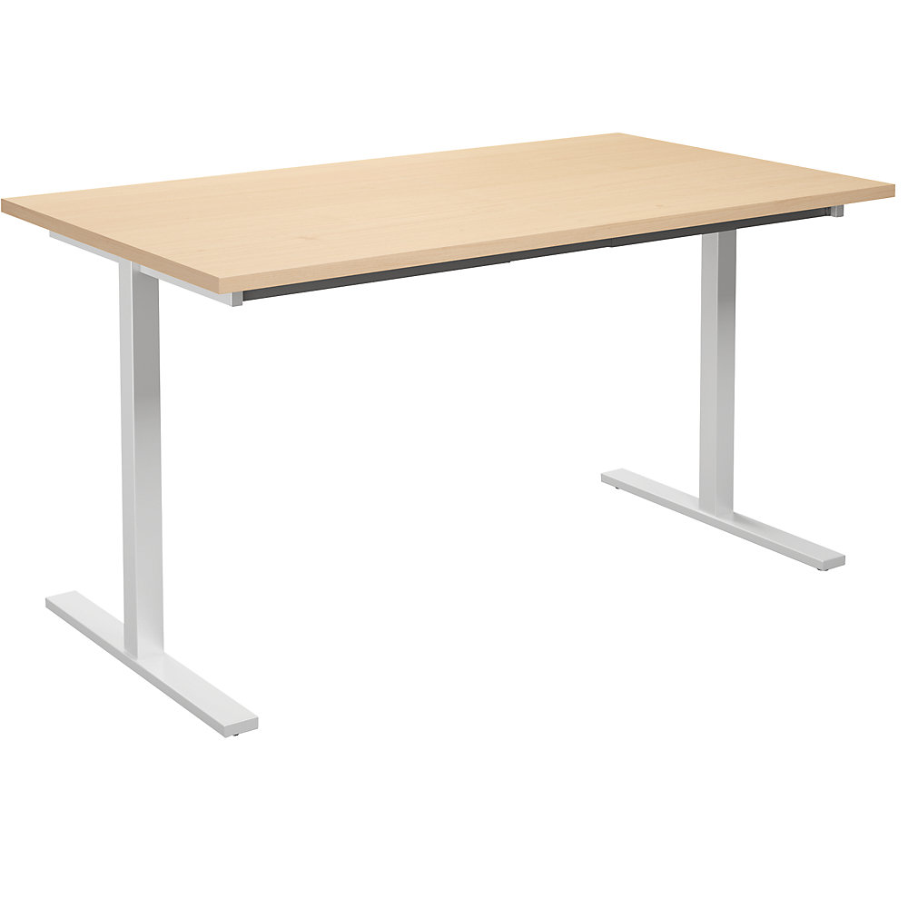 Multifunctionele tafel DUO-T, recht blad, h x d = 740 x 800 mm, breedte 1400 mm, berkenhout, wit