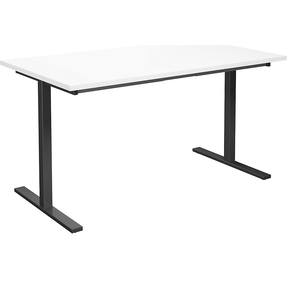 Multifunctionele tafel DUO-T, recht blad, h x d = 740 x 800 mm, breedte 1400 mm, wit, zwart