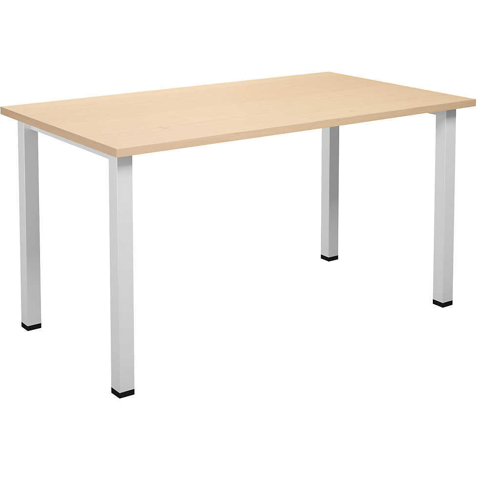 Multifunctionele tafel DUO-U, recht blad, diepte 800 mm, breedte 1400 mm, berkenhout, berkenhout