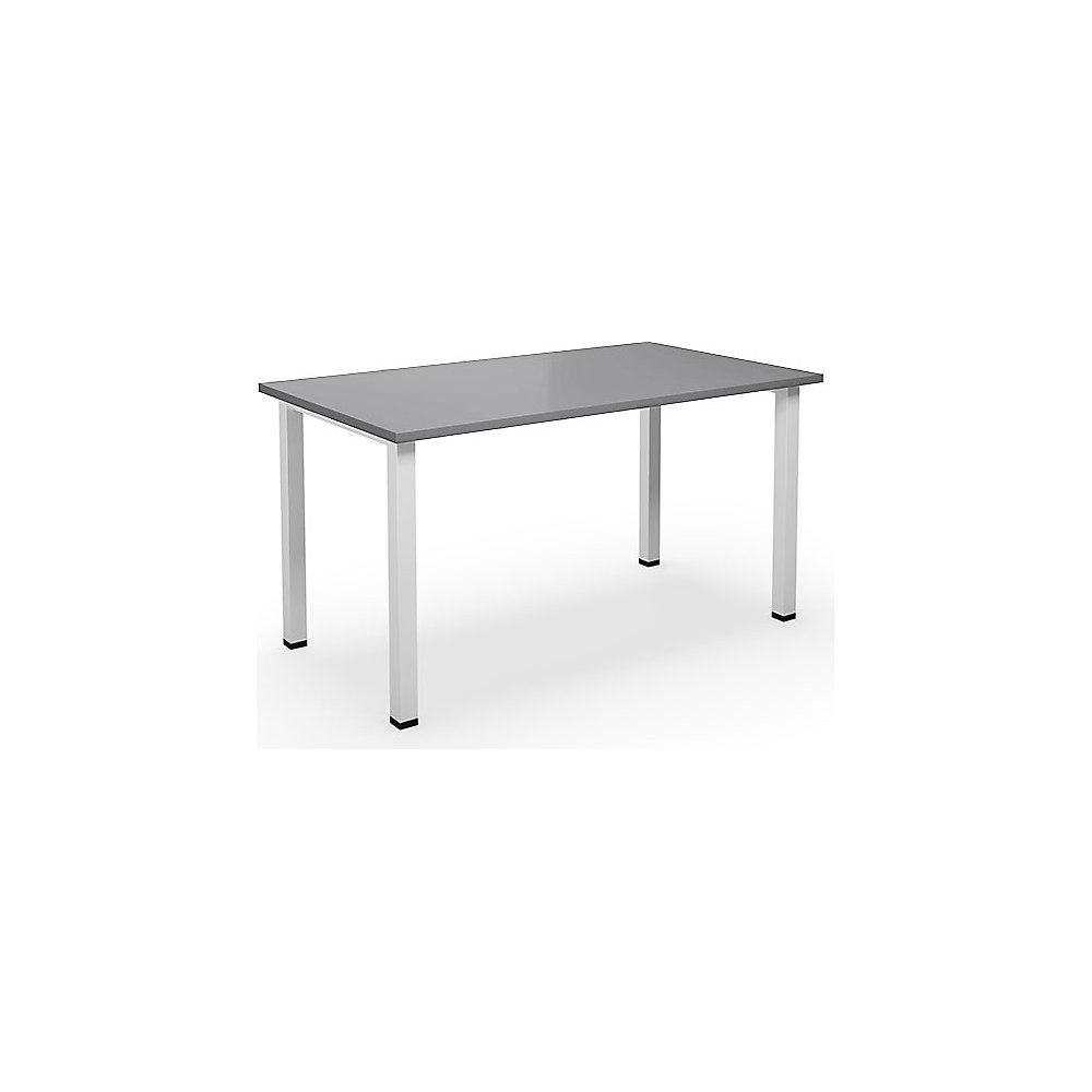 Multifunctionele tafel DUO-U, recht blad, diepte 800 mm, breedte 1400 mm, lichtgrijs, wit