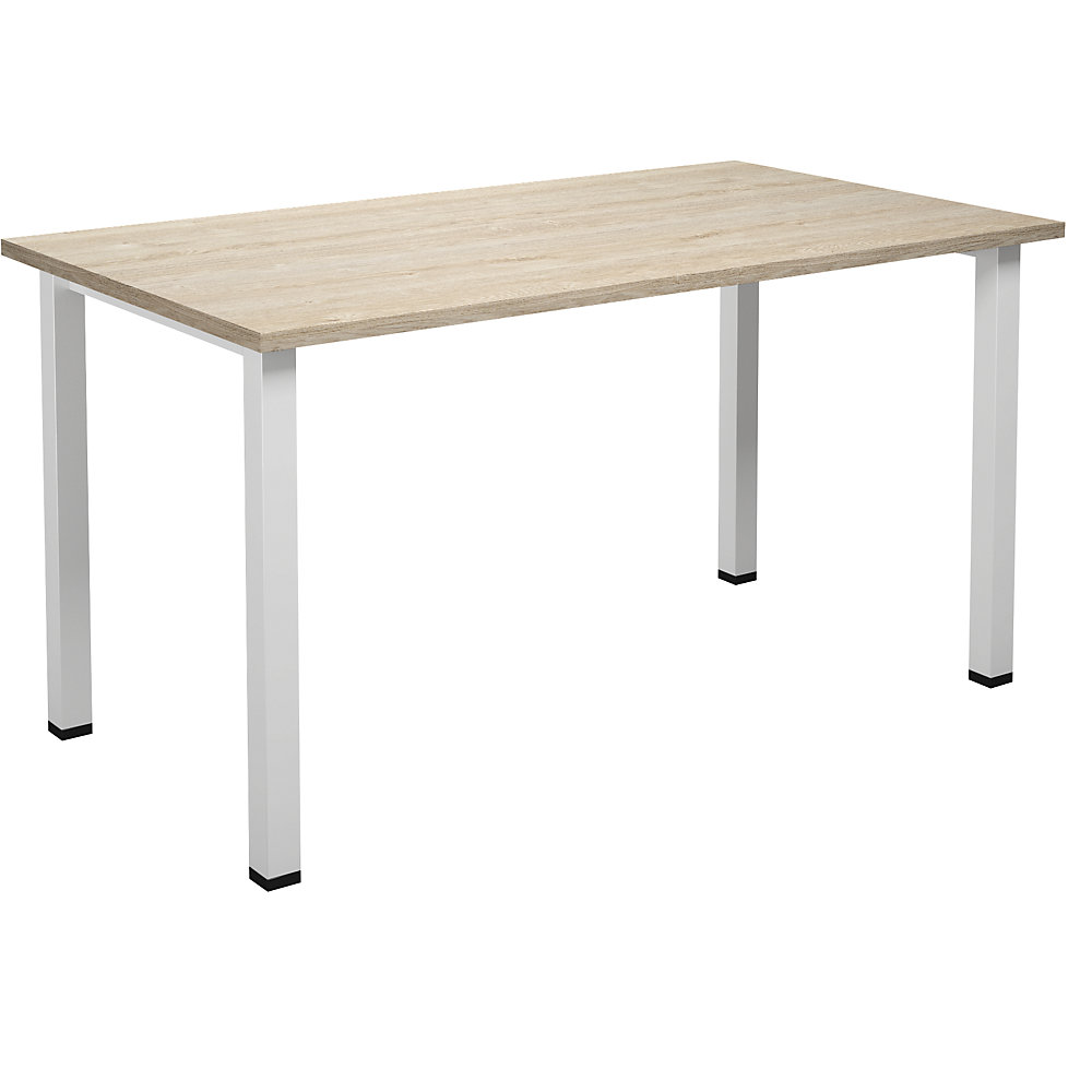 Multifunctionele tafel DUO-U, recht blad, diepte 800 mm, breedte 1400 mm, eikenhout, eikenhout