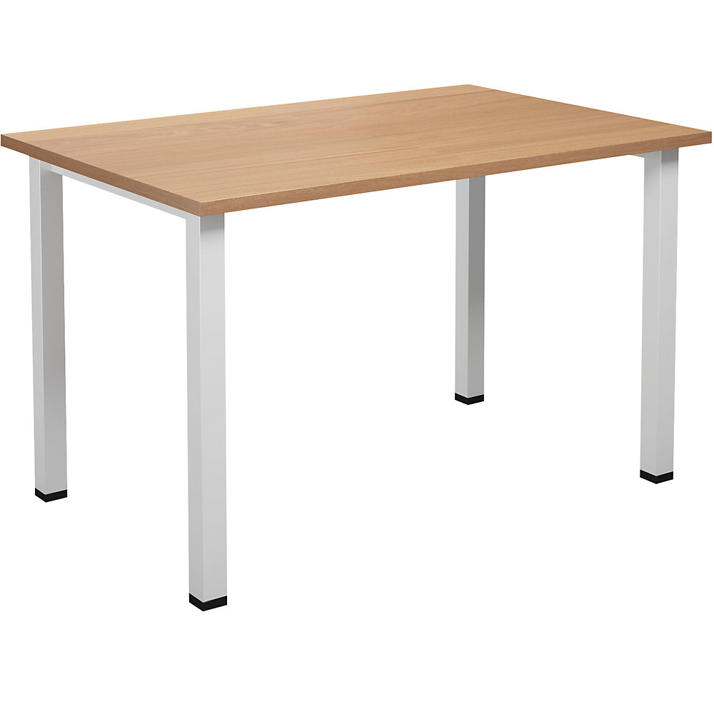 Multifunctionele tafel DUO-U, recht blad, diepte 800 mm, breedte 1200 mm, beukenhout, wit