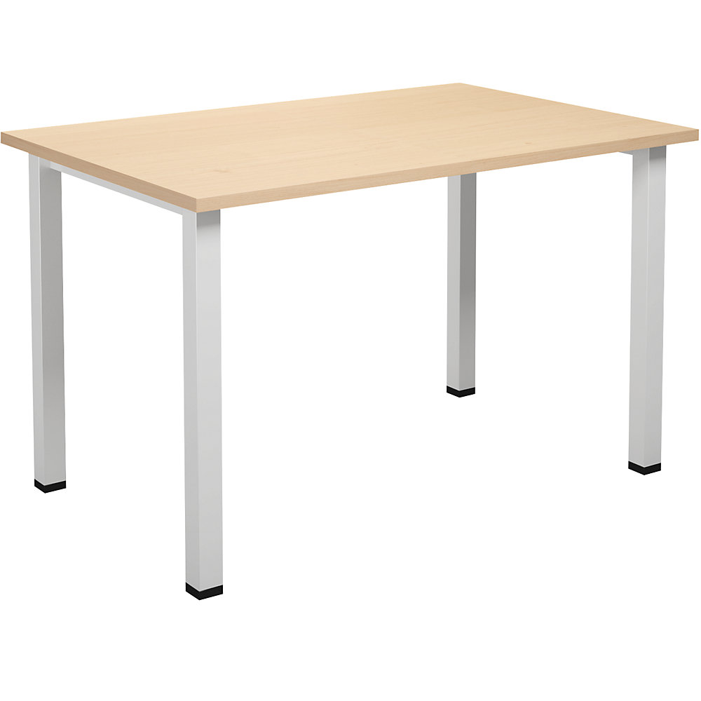 Multifunctionele tafel DUO-U, recht blad, diepte 800 mm, breedte 1200 mm, berkenhout, wit