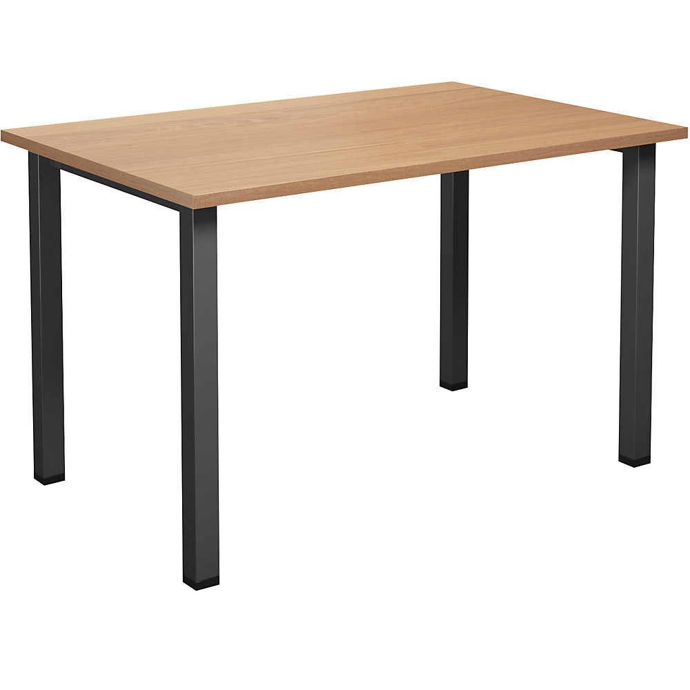 Multifunctionele tafel DUO-U, recht blad, diepte 800 mm, breedte 1200 mm, beukenhout, zwart