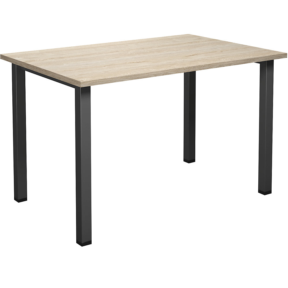 Multifunctionele tafel DUO-U, recht blad, diepte 800 mm, breedte 1200 mm, eikenhout, zwart