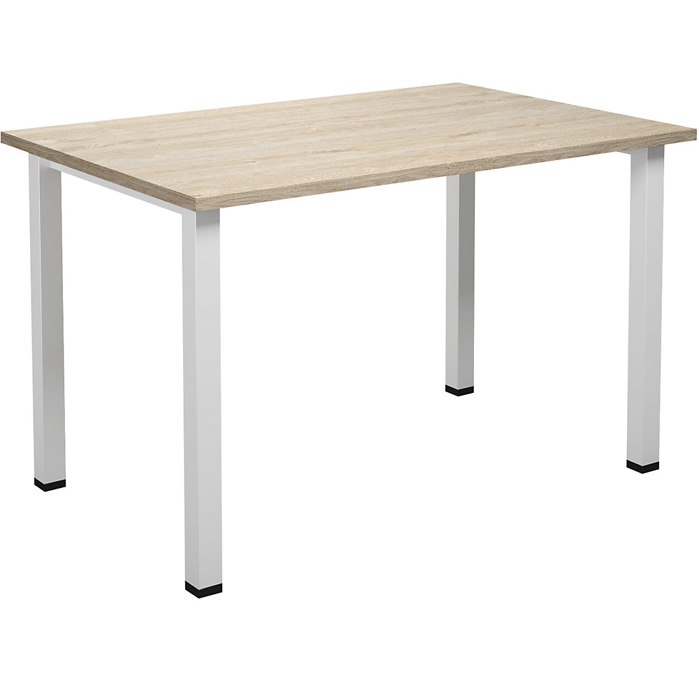 Multifunctionele tafel DUO-U, recht blad, diepte 800 mm, breedte 1200 mm, eikenhout, wit