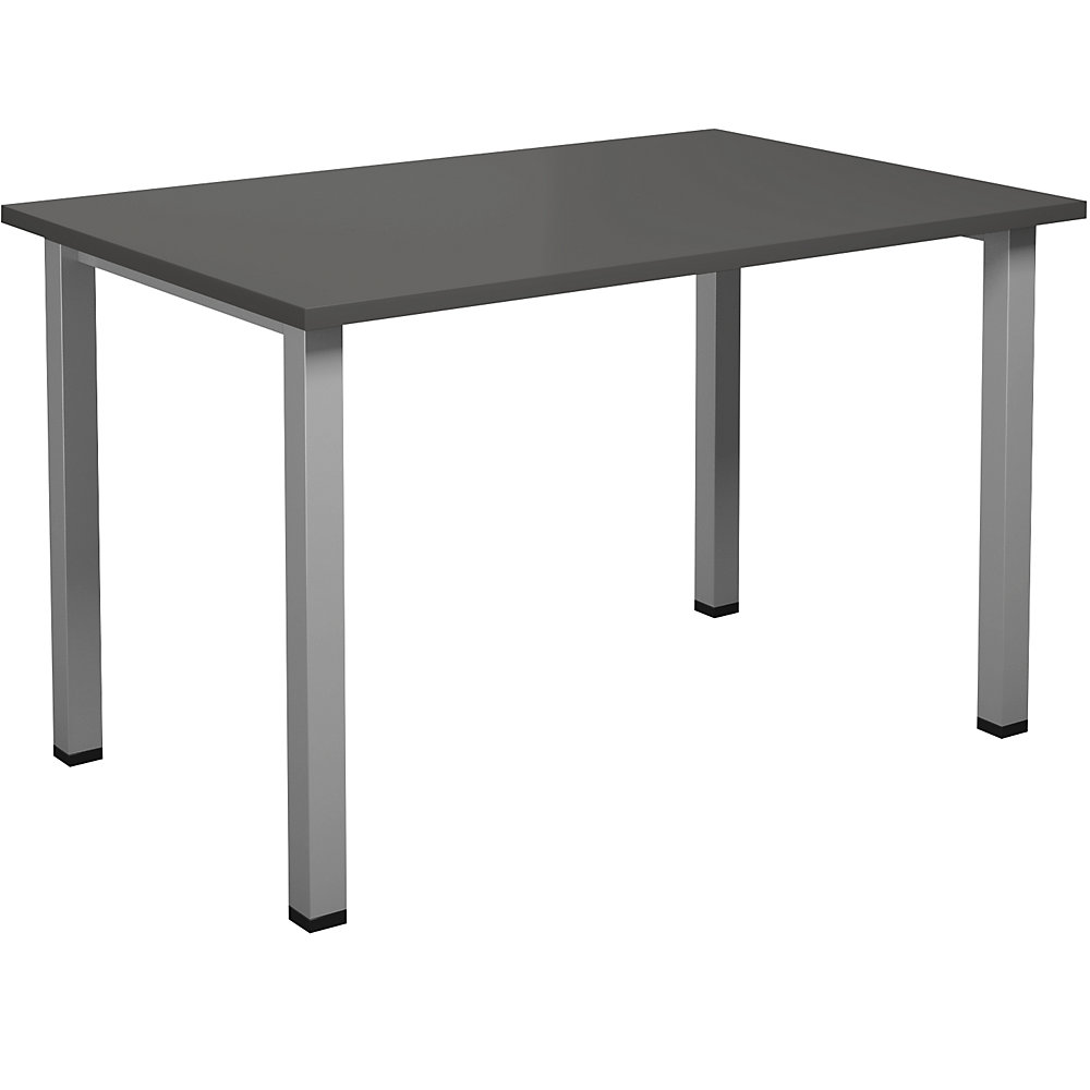Multifunctionele tafel DUO-U, recht blad, diepte 800 mm, breedte 1200 mm, donkergrijs, zilverkleurig