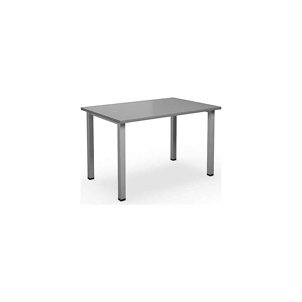 Multifunctionele tafel DUO-U, recht blad, diepte 800 mm, breedte 1200 mm, lichtgrijs, zilverkleurig