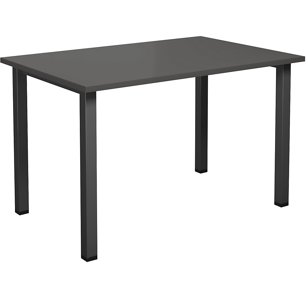 Multifunctionele tafel DUO-U, recht blad, diepte 800 mm, breedte 1200 mm, donkergrijs, zwart