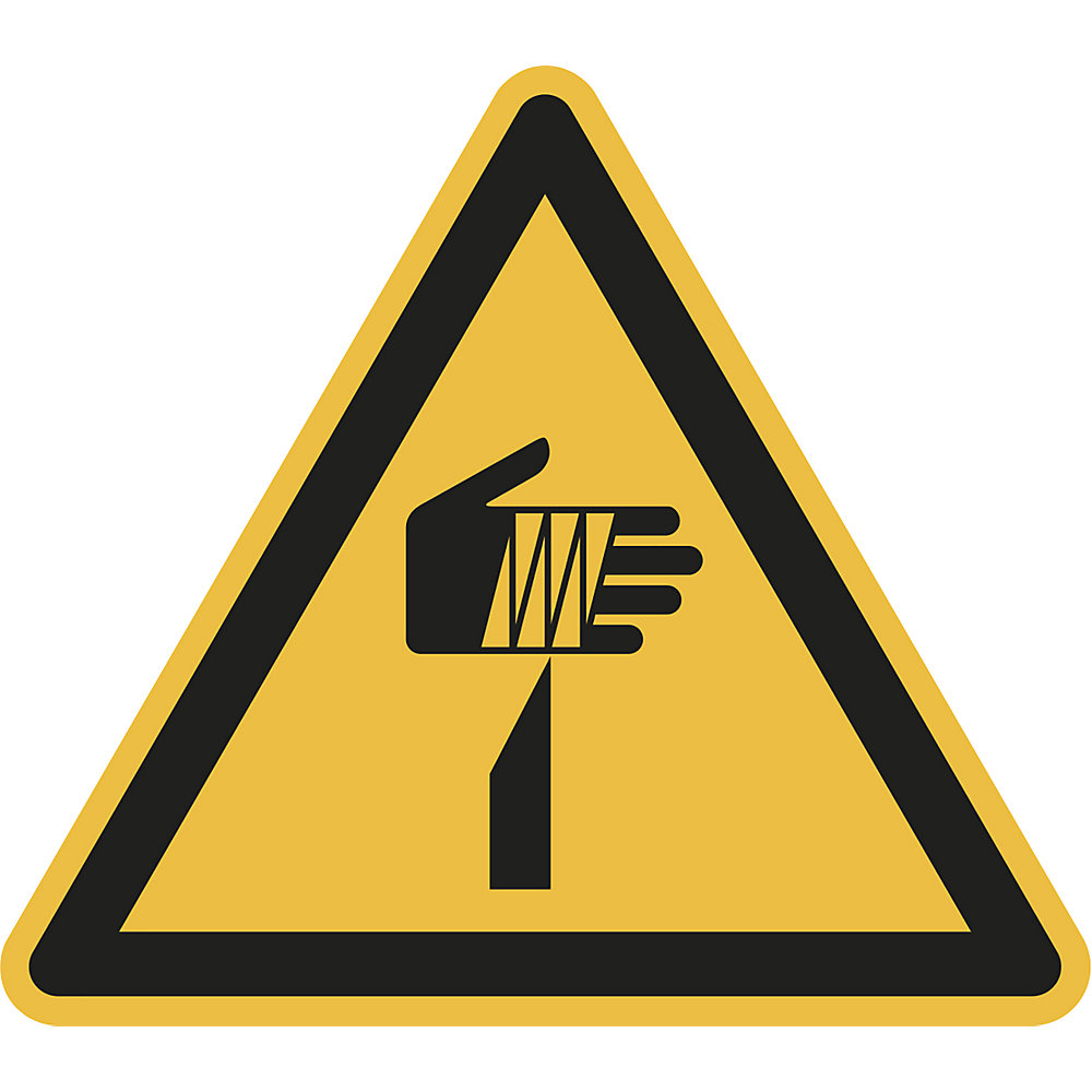 Waarschuwingsbord, waarschuwing voor een spits voorwerp, VE = 10 stuks, kunststof, hoeklengte 200 mm