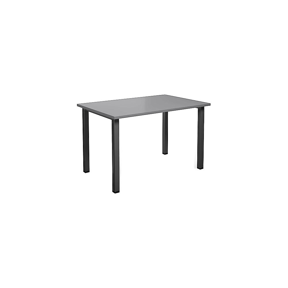 Multifunctionele tafel DUO-U, recht blad, diepte 800 mm, breedte 1200 mm, lichtgrijs, zwart