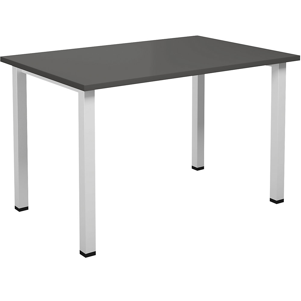 Multifunctionele tafel DUO-U, recht blad, diepte 800 mm, breedte 1200 mm, donkergrijs, wit