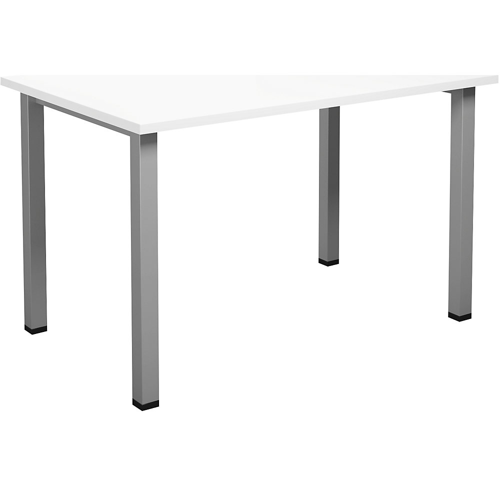 Multifunctionele tafel DUO-U, recht blad, diepte 800 mm, breedte 1200 mm, wit, zilverkleurig