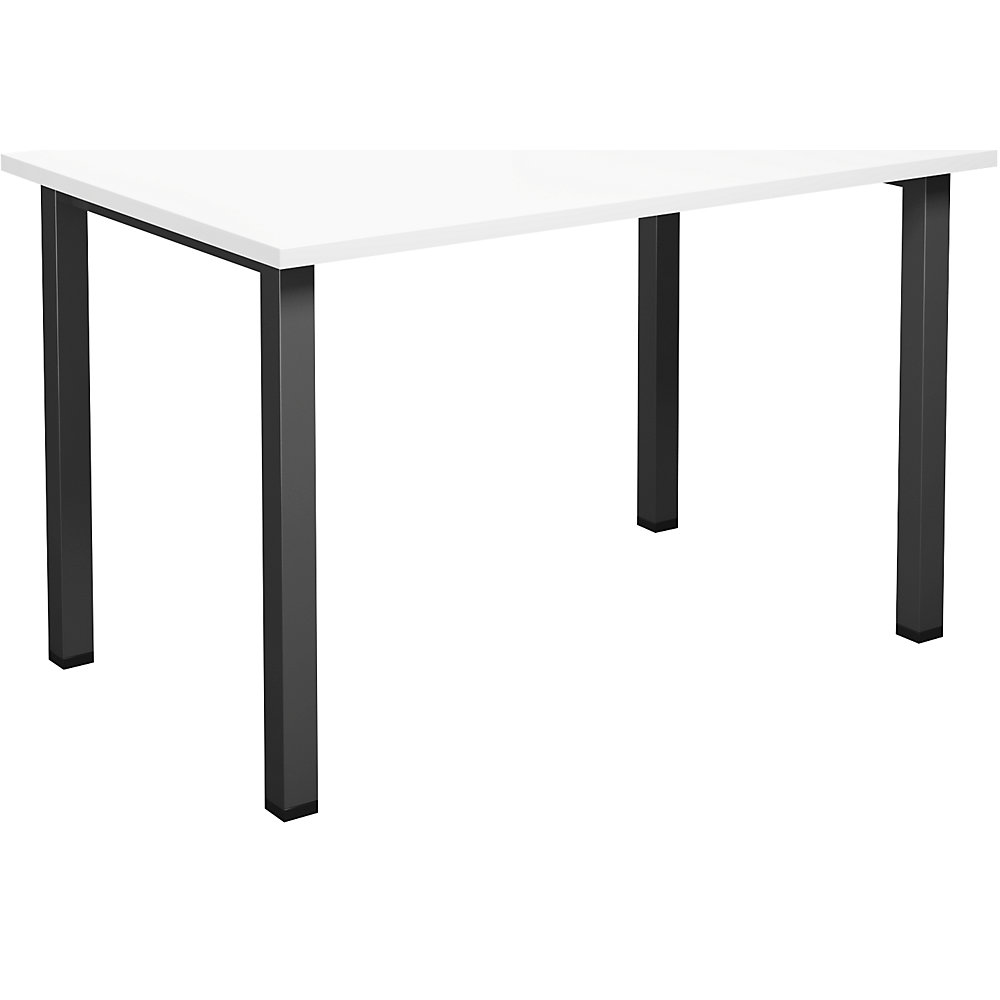 Multifunctionele tafel DUO-U, recht blad, diepte 800 mm, breedte 1200 mm, wit, zwart