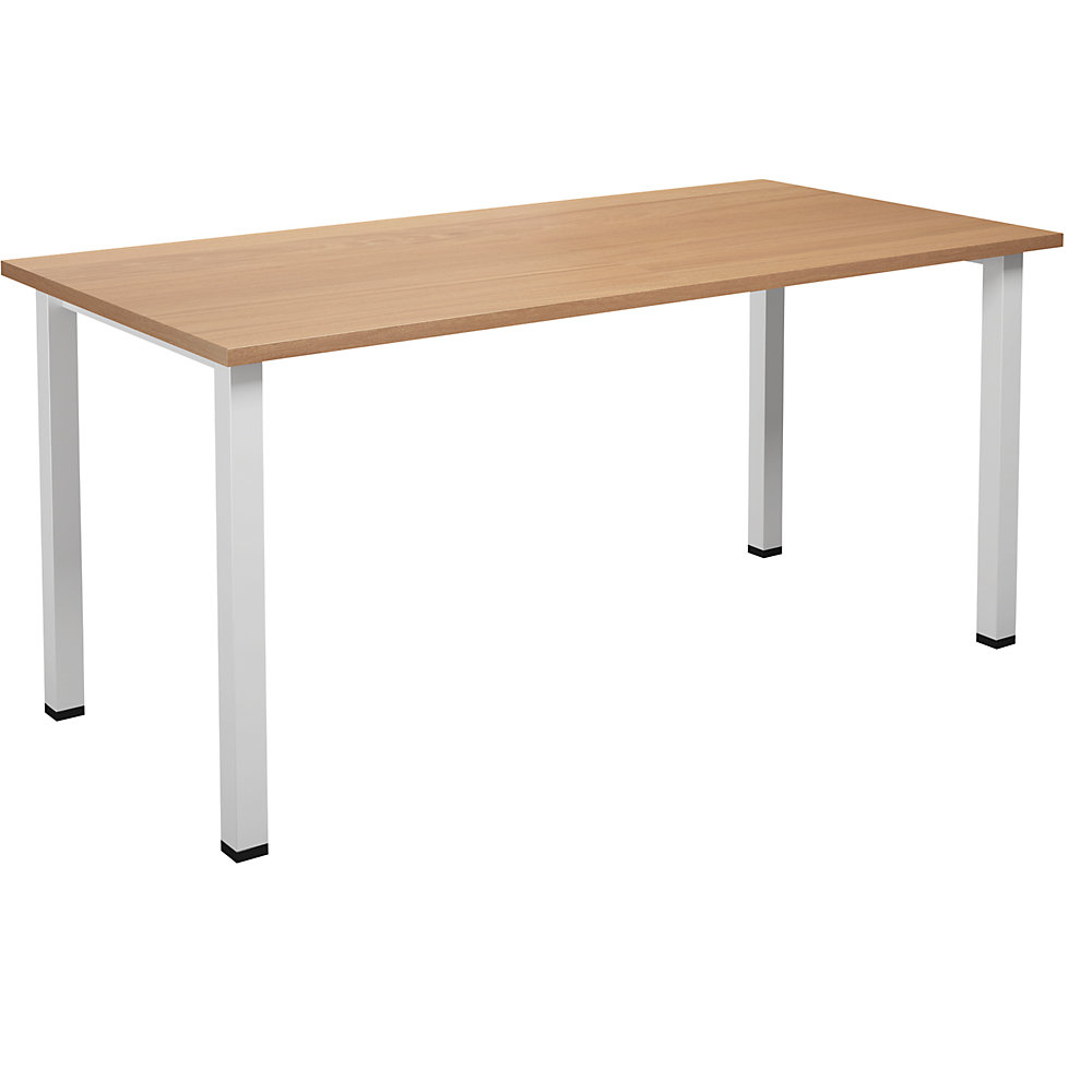 Multifunctionele tafel DUO-U, recht blad, diepte 800 mm, breedte 1600 mm, beukenhout, wit