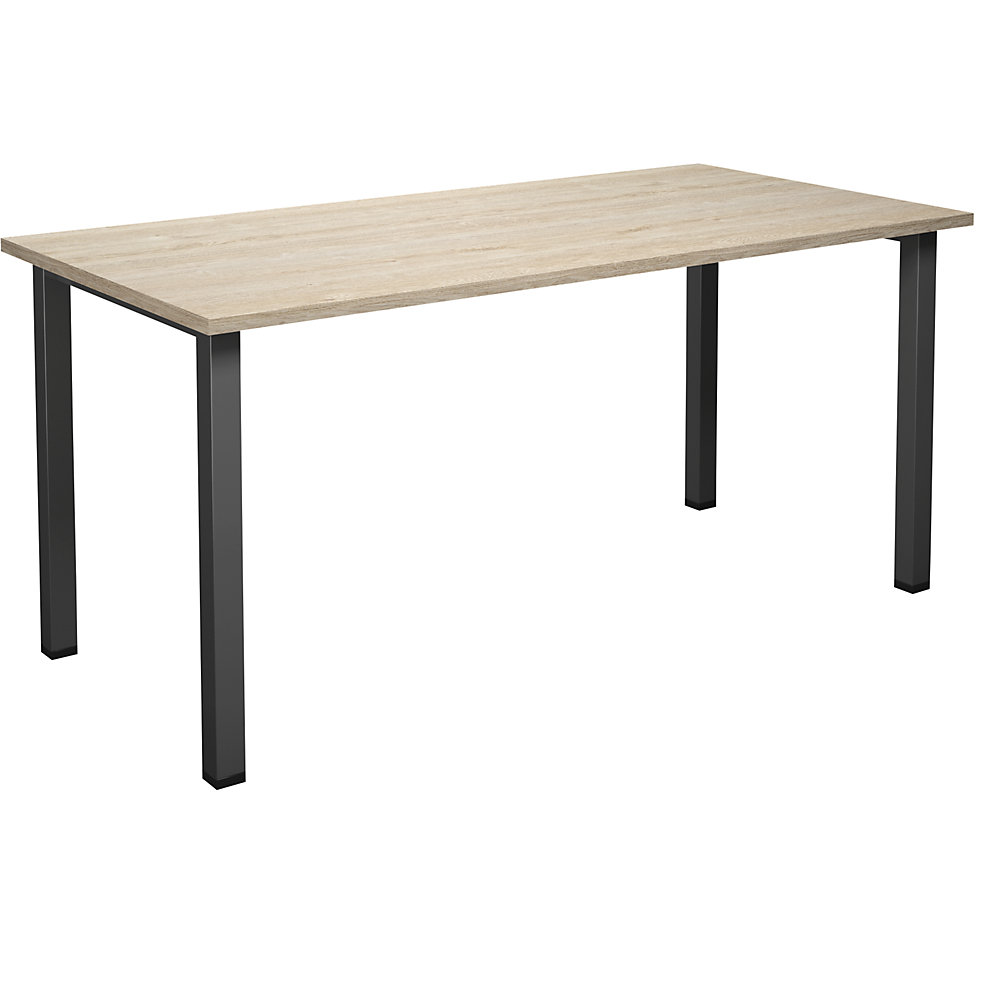 Multifunctionele tafel DUO-U, recht blad, diepte 800 mm, breedte 1600 mm, eikenhout, zwart