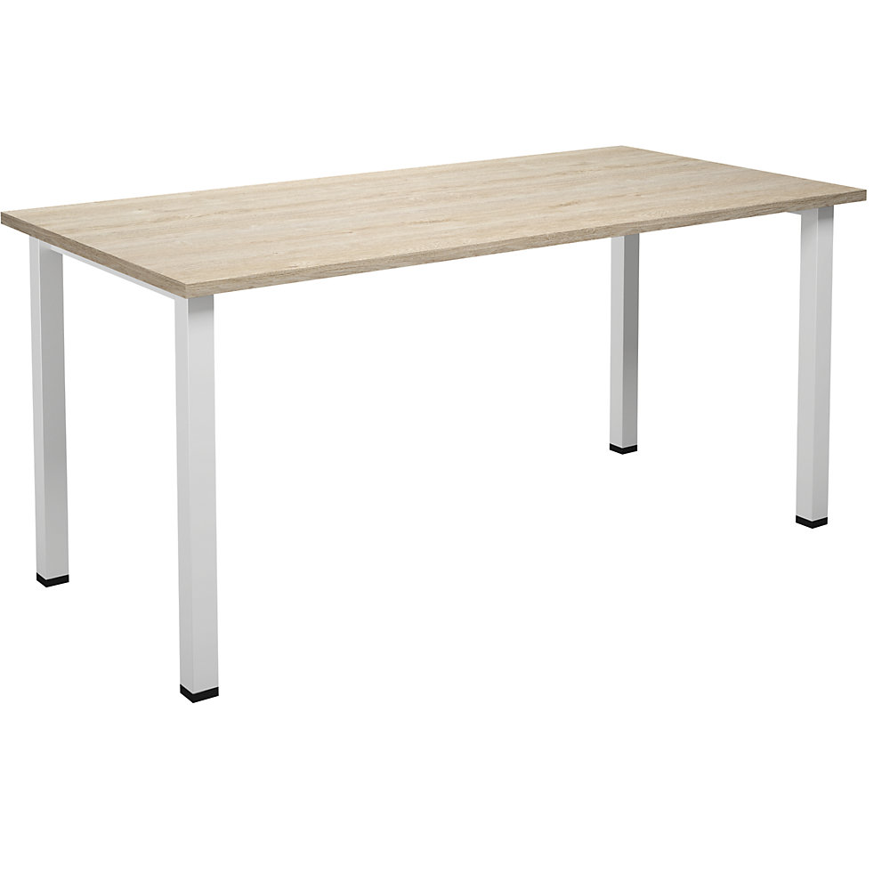 Multifunctionele tafel DUO-U, recht blad, diepte 800 mm, breedte 1600 mm, eikenhout, wit