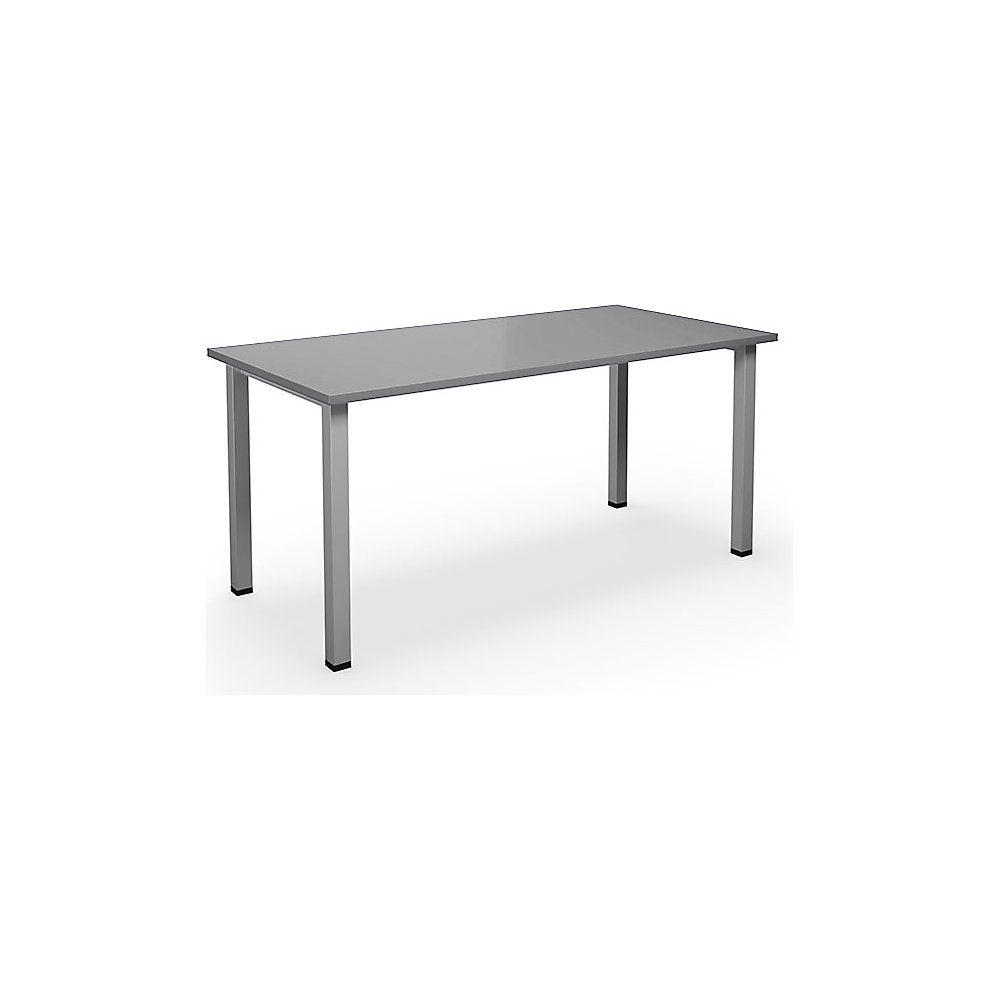 Multifunctionele tafel DUO-U, recht blad, diepte 800 mm, breedte 1600 mm, lichtgrijs, zilverkleurig