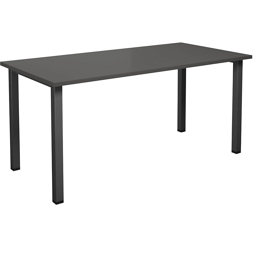 Multifunctionele tafel DUO-U, recht blad, diepte 800 mm, breedte 1600 mm, donkergrijs, zwart