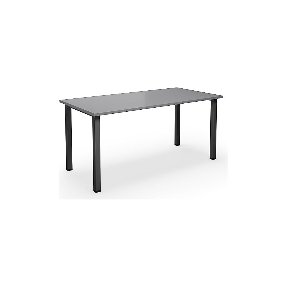 Multifunctionele tafel DUO-U, recht blad, diepte 800 mm, breedte 1600 mm, lichtgrijs, zwart